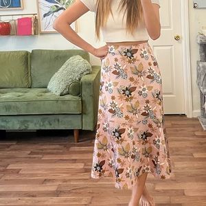Lift pink floral midi skirt
